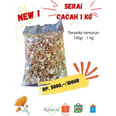 Jual Teh Sereh Kering Sereh Cacah Kering Serai Dapur G Shopee