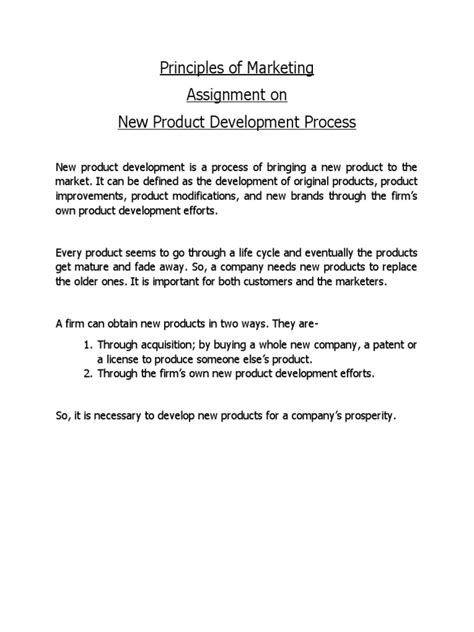 Principles Of Marketing Assignment On New Product Development Process Pdf Marketing Strategy