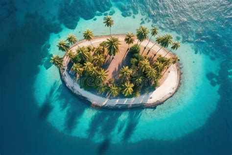 Kleine Tropische Insel Mit Palmen Umgeben Blaues Meer Luft Blick