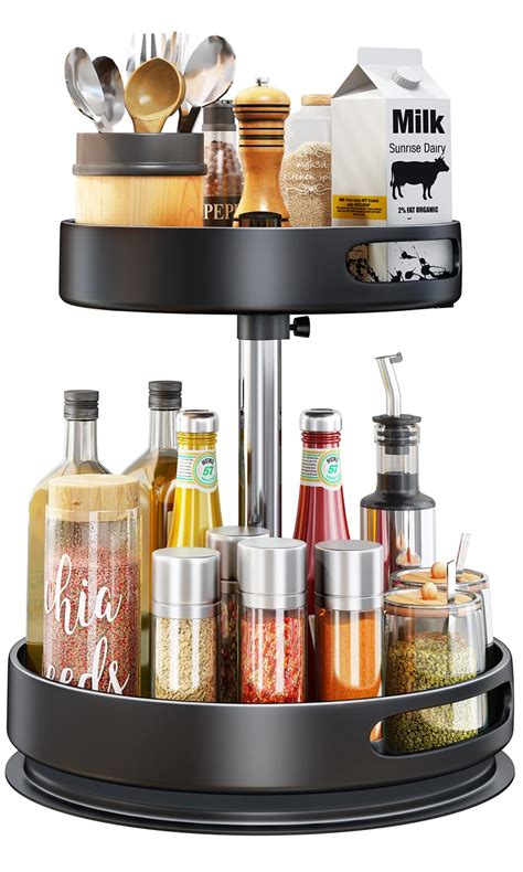 Buy Spice Rack Lazy Susan Organizer 2 Tier Rotating Spice