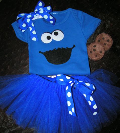 Baby or Toddler Cookie Monster Costume with body suit tutu