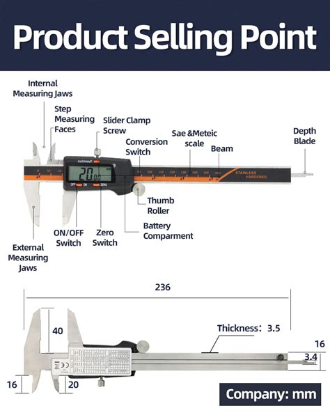 MICROMETRE Dial Caliper Pied à coulisse numérique en métal