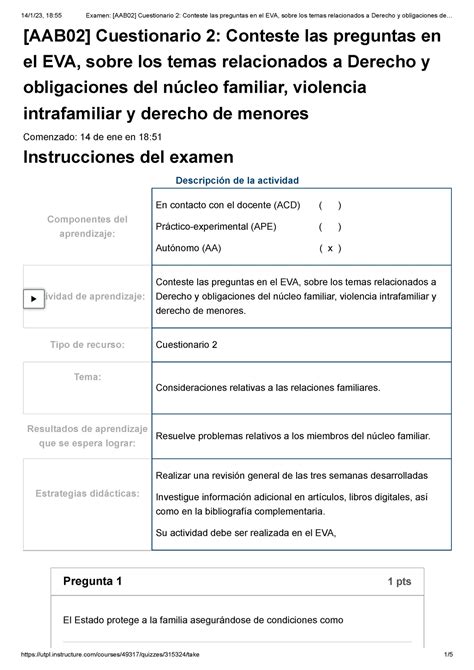 Derecho Familia Examen Examen Cuestionario Conteste Las