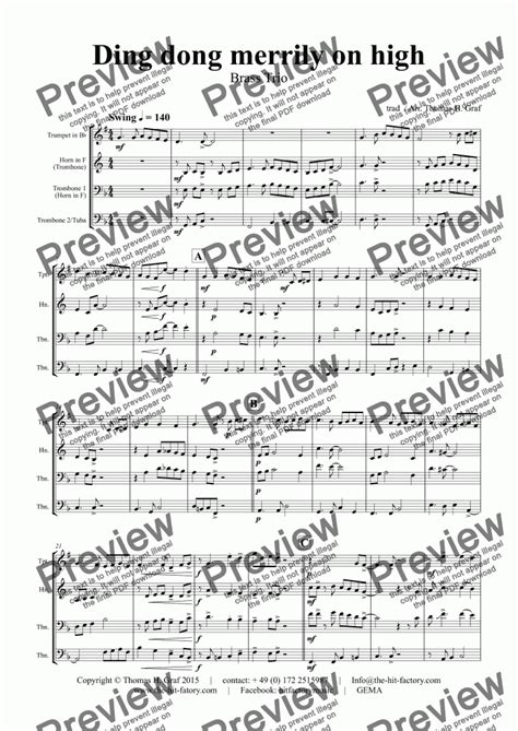 Ding Dong Merrily On High Swing Brass Trio Sheet Music Pdf File