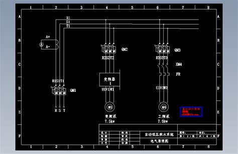 两泵互备电气原理图 AutoCAD 2000 模型图纸下载 懒石网