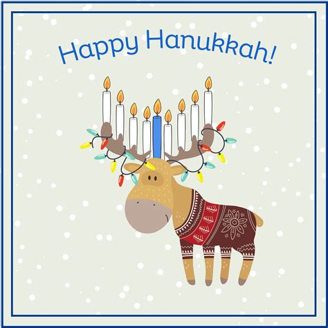 Happy Hanukkah Holiday Cute Funny Moose Menorah Pun Card Editable ...