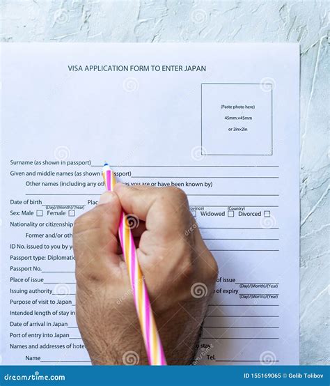 Hand Filling Japan Visa Application Form Stock Image Image Of Entry