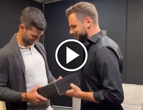 Novak Djokovic Collects A Wine Gift From A Famous Croatian Artist