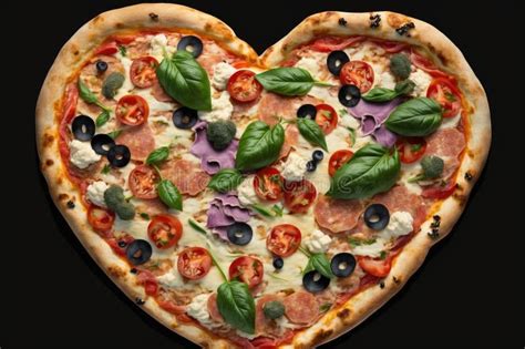 A Heart-shaped Pizza with the Toppings Arranged in a Pattern To ...