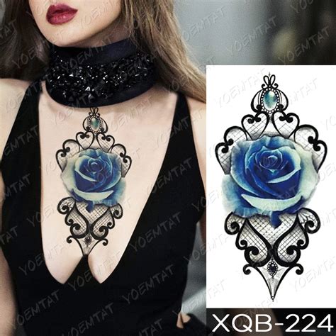 Enchanted Blue Rose Pendant Tattoo Omg Temporary Tattoos