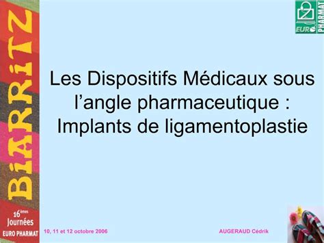 PPT Les Dispositifs M Dicaux Sous L Angle Pharmaceutique Implants