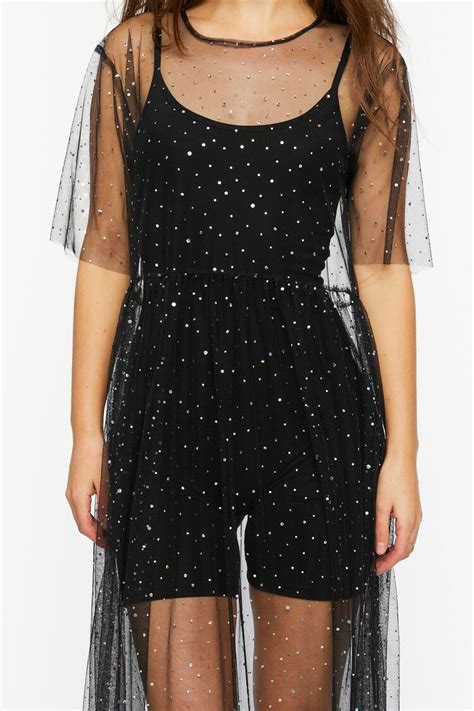 Sheer Mesh Sequin Maxi Dress