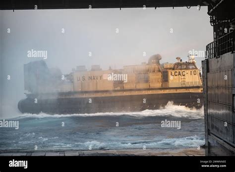 U S Navy Sailors With The Amphibious Dock Landing Ship Uss Green Bay