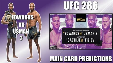 UFC 286 Edwards Vs Usman 3 Main Card Predictions YouTube