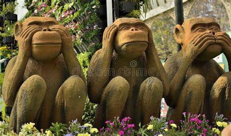 Mahatma Gandhi`s Three Monkeys Editorial Stock Photo - Image of green ...