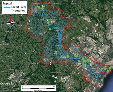 Credit River Watershed Map The Red Mark Shows The Location Of The