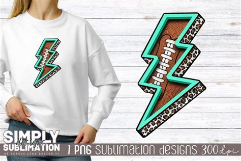 D Football Lightning Bolt Sublimation Png