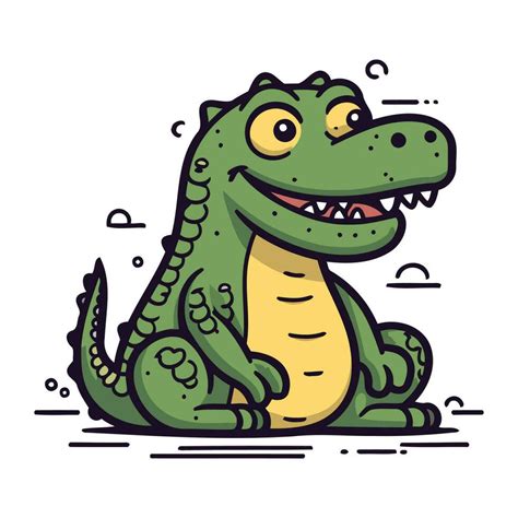 Crocodile Vector Illustration Cute Cartoon Crocodile Character