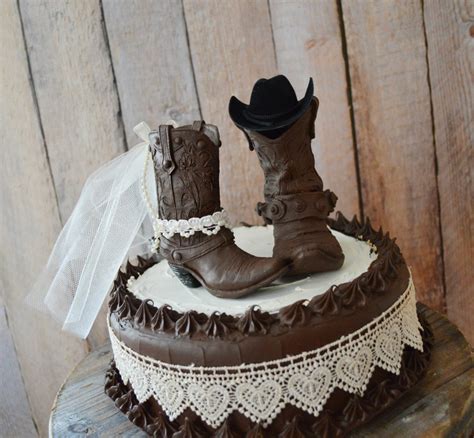 Western Wedding Cowboy Boot Cake Topper Western Bride And