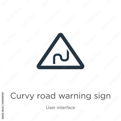 Curvy road warning sign icon vector. Trendy flat curvy road warning ...