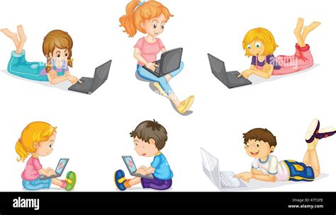 Illustration Of Kids With Laptops Hi Res Stock Photography And Images