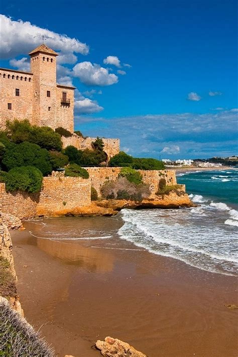 Wallpaper Tarragona Costa Dorada Catalonia Spain Castle Sea Rocks