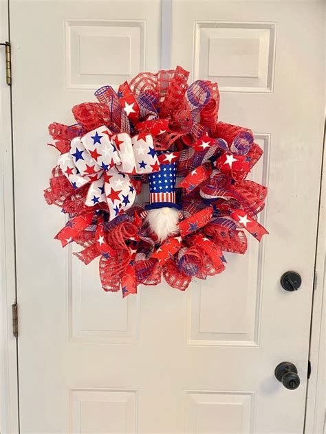 Patriotic Front Door Wreath Memorial Day Wreath 4th Of July Etsy