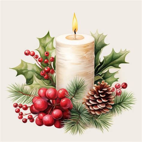 Premium Ai Image Watercolor Candles Illustration