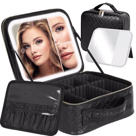 Dropship Travel Makeup Bag With Light Up Mirror With 2x3x Magnifying