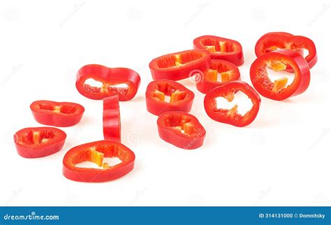 Red Hot Chili Pepper Slices Isolated On White Background Stock Photo Image Of Heat Macro