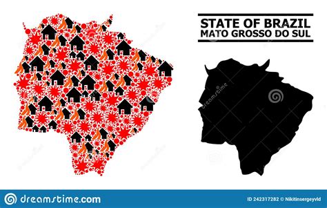 War Pattern Map Of Mato Grosso Do Sul State Stock Vector Illustration