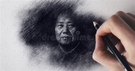 Portrait Drawing Mao Zedong Founder Of The Communist Party Of China