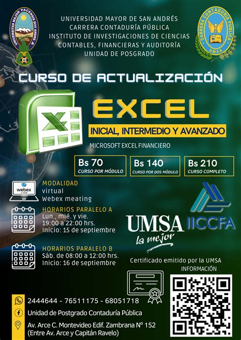 Cursos De Actualizaci N Excel Postgrado Carrera Contadur A P Blica