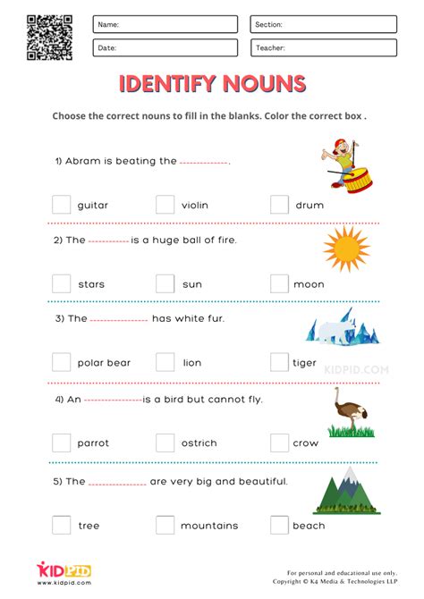 Grade 2 Noun Search Worksheet