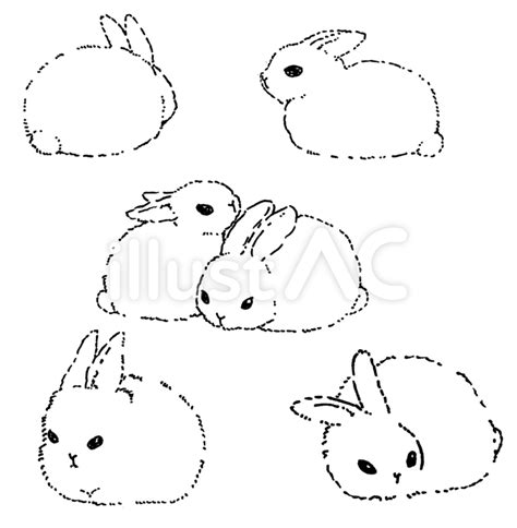 Free Vectors Rabbit Handwritten Monochrome Illustration Set