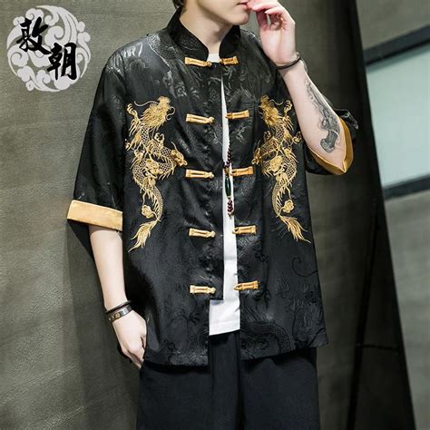 Trendy Men S Clothing Dragon Robe Tang Suit Men S Thin Style Ice Silk