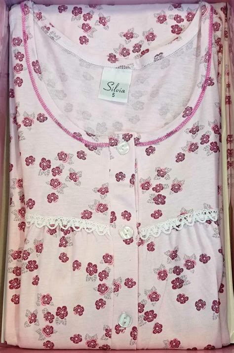 Camicia Da Notte Donna A Spalla Larga In Jersey Di Cotone Silvia 1020