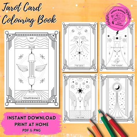 Tarot Card Coloring Book Major Arcana Adult Coloring Page Etsy