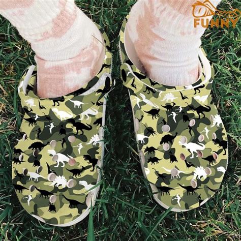 Camo Dinosaur Crocs Discover Comfort And Style Clog Shoes With Funny