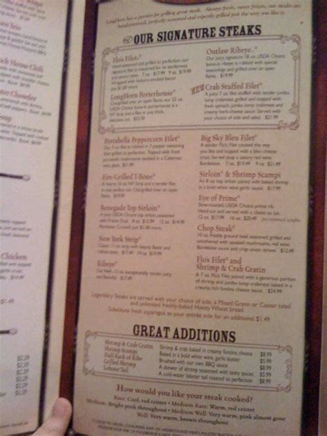 Longhorn Menu With Prices 2022