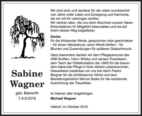 Traueranzeigen Von Sabine Wagner Harztrauer De