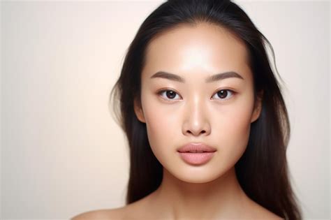 Premium Photo Portrait Of A Beautiful Brunette Woman With Long Wavy Hair