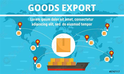 Global Cargo Export Concept Banner Flat Style Stock Vector 3747117