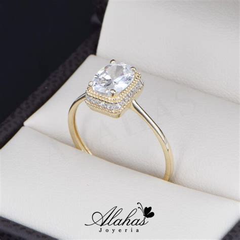 Anillo de Promesa Oval de Oro 14k Joyería Alahas