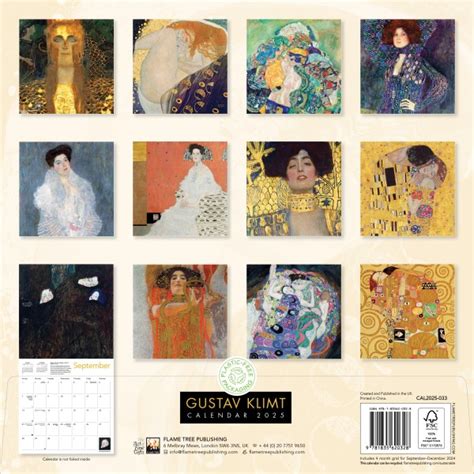 Gustav Klimt Wall Calendar Art Calendar Flame Tree Publishing