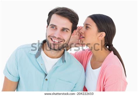 Brunette Whispering Secret Her Boyfriend On Stock Photo Shutterstock