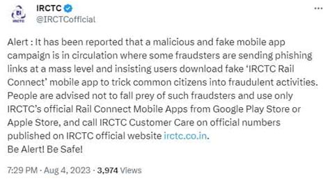 Irctc Rail Connect Mobile App Fraud Scammers Using Phishing Links To