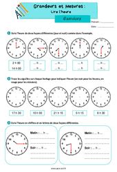 Lire L Heure Horloge Ce Exercice Valuation R Vision Le On Pdf