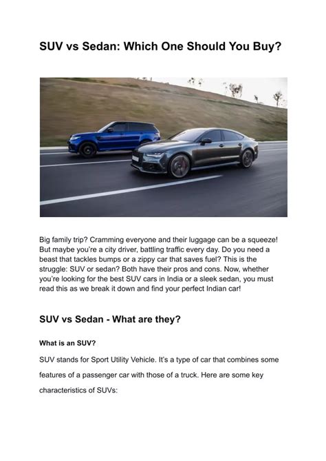 Ppt Suv Vs Sedan Which One Should You Buy Powerpoint Presentation