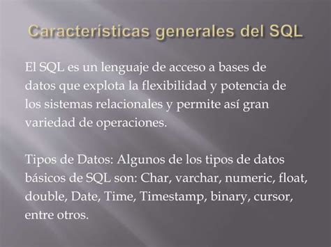 Lenguaje De Consulta Estructurado Sql Ppt